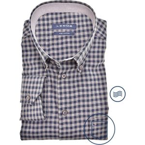 Ledub modern fit overhemd - donkerblauw geruit - Strijkvriendelijk - Boordmaat: 45