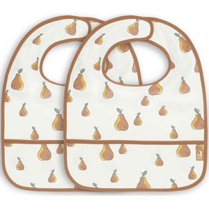 Jollein - Slab Waterproof (Pear) - Polyester - Polyurethaan - Slabbetjes Baby - 2 Stuks - 40 cm