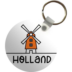 Sleutelhanger - Molen - Nederland - Spreuken - Oranje - Plastic - Rond - Uitdeelcadeautjes