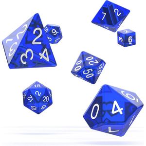 Blauw / Blue Doorzichtige / Translucent RPG Dobbelstenen set Oakie Doakie (7)