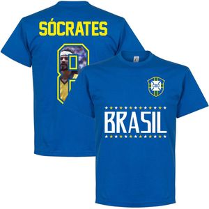 Brazilië Socrates 8 Gallery Team T-Shirt - Blauw - XXXL