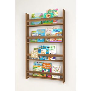 Met 4 Planken - 120 x 74 Cm - Montessori Boekenkast - Educatieve Kinderboekenkast - Woor Kinderen - MDF Okkernoot