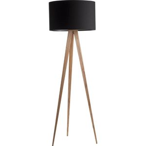 Zuiver Tripod Wood Vloerlamp - Zwart