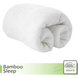 Bamboe molton - 80 x 200/220 x 30 cm - WIT