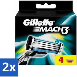 Gillette - Mach 3 - Langdurige scherpte - 4 Navulscheermesjes - Voordeelverpakking - 2 stuks