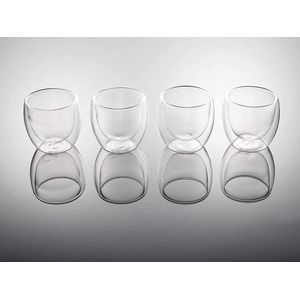 Hanseküche Dubbelwandige espressokopjes set van 4 (4 x 80 ml), set van hoogwaardig borosilicaatglas, handgemaakte glazen in elegant design