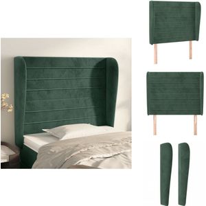 vidaXL Hoofdbord - Hoofdborden - Hoofdeinde - Houten Hoofdbord - Hoofdbord met randen 83x23x118/128 cm fluweel donkergroen