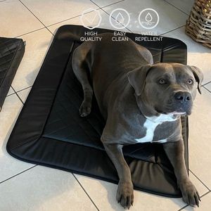 Huggles Onyx Hondenmat - Hondenkussen - Hondenmand - L - 97cm - Kunstleer - Kwaliteit - Zwart