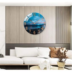 Glazen klok, 30 cm, stille wandklok, muurkunst, afbeelding met gehard glas voor woonkamer, keuken, kantoor en slaapkamer, stijl E
