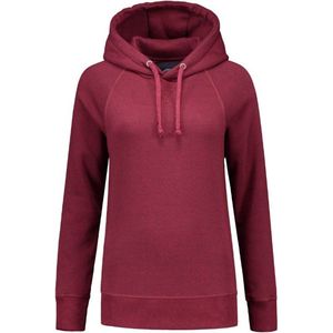 Lemon & Soda Heavysweat raglan sweater met capuchon voor dames bordeaux gemêleerd maat S