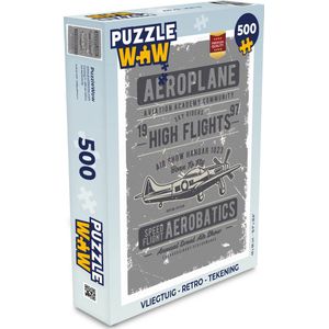 Puzzel Vliegtuig - Retro - Tekening - Legpuzzel - Puzzel 500 stukjes