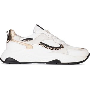 PS Poelman IVA Dames Sneakers - Wit met goud combinatie - Maat 38