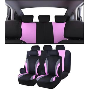 9 stuks autostoelhoezen, complete set, autostoelhoes voor hoge achterkant, universeel inzetbare stoelhoes, perfecte bescherming, voor de meeste auto's, bestelwagens (roze)