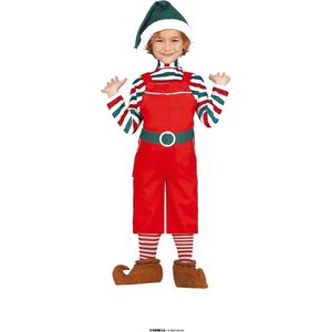 Guirma - Kerst & Oud & Nieuw Kostuum - Superschattige Elf Kind - Jongen - Rood, Groen - 5 - 6 jaar - Kerst - Verkleedkleding