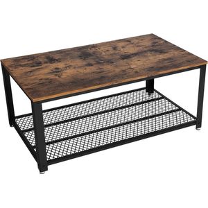 Signature Home Lulu Salontafel - Bijzettafel - Woonkamertafel - Stabiel - Metalen Frame - Eenvoudige Structuur - Industrieel - Bruin-Zwart - 106.2 x 45 x 60.2 cm