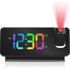 Digitale Projectiewekker met 180° Projectie en Temperatuurweergave - USB & Batterijvoeding - Ideaal voor Slaapkamer