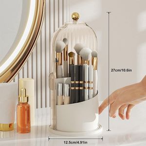 Cosmetica-make-uporganizer, 360 graden draaibare kwastenhouder, kwastenhouder met stofdicht deksel, make-upkwastenhouder, roterende borstelhouder, make-up-kwastenhouder, etui