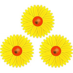 Sunnydays Fruitvliegjes val zonnebloem raamsticker - 9x stickers - geel - diameter 8,5