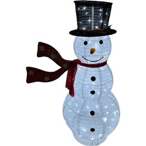 Sneeuwpop Kerst met witte leds (WINDY CHRISTMAS) Luxe XXL (1.20M)