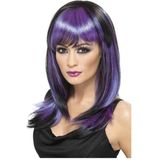 Glamour Witch Wig, Black and Purple