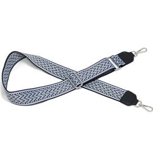 Schouderband voor tas Zigzag - blauw/mint/lila/zwart - katoenen bag strap - zilveren hardware - 5 cm breed - SIT0315 STUDIO Ivana