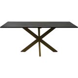 Eettafel rechthoekig marmer - 180x90x77 - Zwart/goud - Marmer/metaal