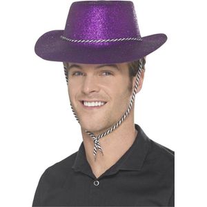 Smiffys - Cowboy Glitter Kostuum Hoed - Paars