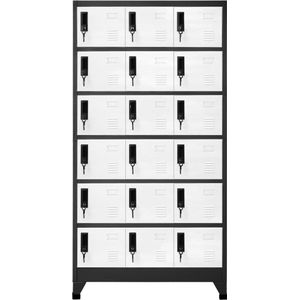 vidaXL Lockerkast - 90x40x180 cm - Antraciet/Wit Lockerkast - Opslagruimte - Kantooraccessoires - Schoolmeubilair - Metalen Kast