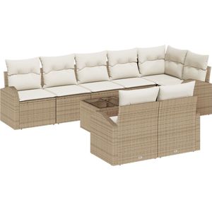 vidaXL - 9-delige - Tuinbank - Set - met - Kussens - Bruin - Poly - Rattan