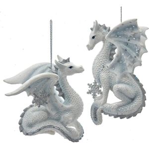 Decoratief figuur - set van 2 draken - draak kerst