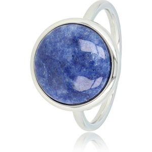 My Bendel - Zilveren Ring met Lapiz Lazuli edelsteen - Bijzondere zilveren Ring met Lapiz Lazuli - Met luxe cadeauverpakking