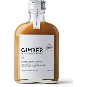 GIMBER Biologisch gemberconcentraat - 200 ml - alcoholvrije biologische drank van gember, citroen en kruiden, hoogwaardig.