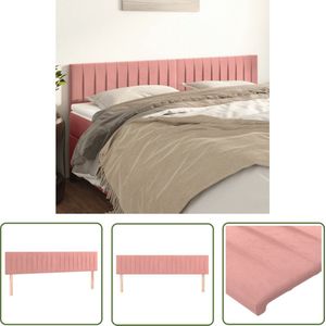 The Living Store Hoofdborden 2 st 80x5x78/88 cm fluweel roze - Hoofd Bord - Hoofdeinde - Velvet - Roze - Tweepersoonsbed