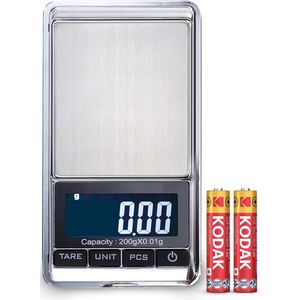 Precisie Weegschaal Keuken Digitaal - 0 01 tot 200 gram - Incl. batterij!