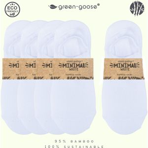 green-goose�® Bamboe Footies Dames | Lange Footies | 5 Paar | Wit | Enkelsokken | Duurzaam Ademend Materiaal