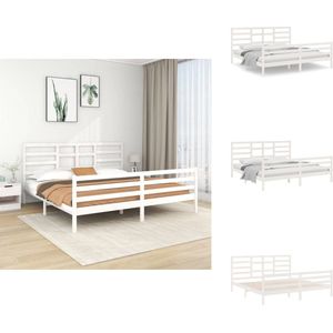 vidaXL Bedframe - Bedframes - Bed - Bedbodem - Bedframe massief hout wit 200x200 cm