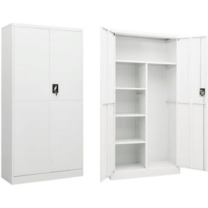 vidaXL Lockerkast - Lockerkasten - Locker Kast - Locker Kasten - Lockerkast 90x40x180 cm staal wit