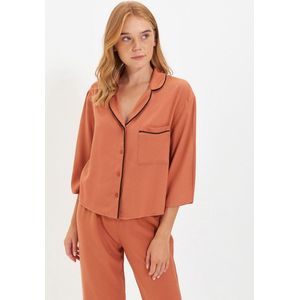 Trendyol Roze-Veelkleurige Gestreepte Viscose Geweven Pyjamaset Thmaw21Pt0292