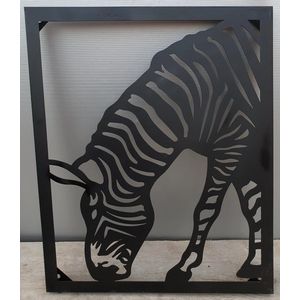 Mica Decorations Metalen Wanddeco ZEBRA ZWART L45,5 x B3 x H54,5cm
