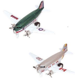 Speelgoed propellor vliegtuigen setje van 2 stuks groen en grijs 12 cm - Vliegveld maken spelen voor kinderen