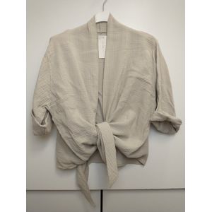 Dames vest Anne beige met driekwart oprolmouwen L/XL bolero model