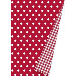 Inpakpapier Cadeaupapier Stippen / Ruit rood wit 60913- Breedte 70 cm - 175m lang