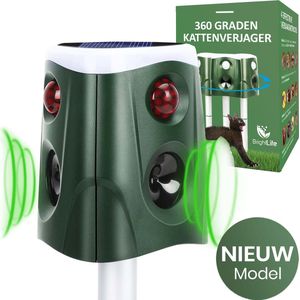 2023 BrightLife Kattenverjager – Kattenschrik – Katten Verjager voor de Tuin – op Zonneenergie – Groot Bereik – Verbeterde Ultrasoon – 360 graden effect