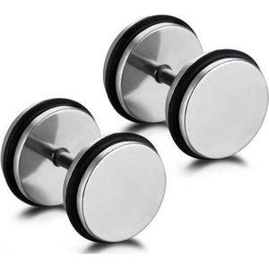 Dumbbell Stud oorbellen Edelstaal Zilverkleurig