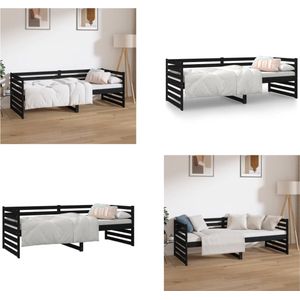 vidaXL Slaapbank 80x200 cm massief grenenhout zwart - Slaapbank - Slaapbanken - Bedbank - Bed