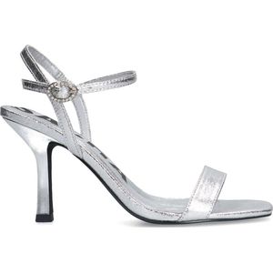 Sacha - Dames - Zilveren metallic sandalen met hak - Maat 39