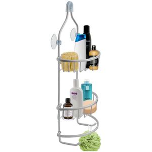 FLOORDIREKT Doucheplank Myla - Om Op te Hangen - Aluminium Douchebak - Met Sterke Zuignap - 28 x 14,5 x 63 cm