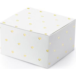 bedankdoosjes - gouden-hartjes - 10 stuks - wit - goud verpakkingsdoosje - geschenkdoosje
