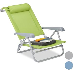 Relaxdays Ligstoel - opvouwbaar - inklapbare tuinstoel - strandstoel - relaxstoel - tuin - groen