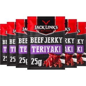 Jack Link's Beef Jerky Teriyaki - 6 stuks - 25 gram - Vleesconserven - Snacks - Fitness - Voordeelverpakking